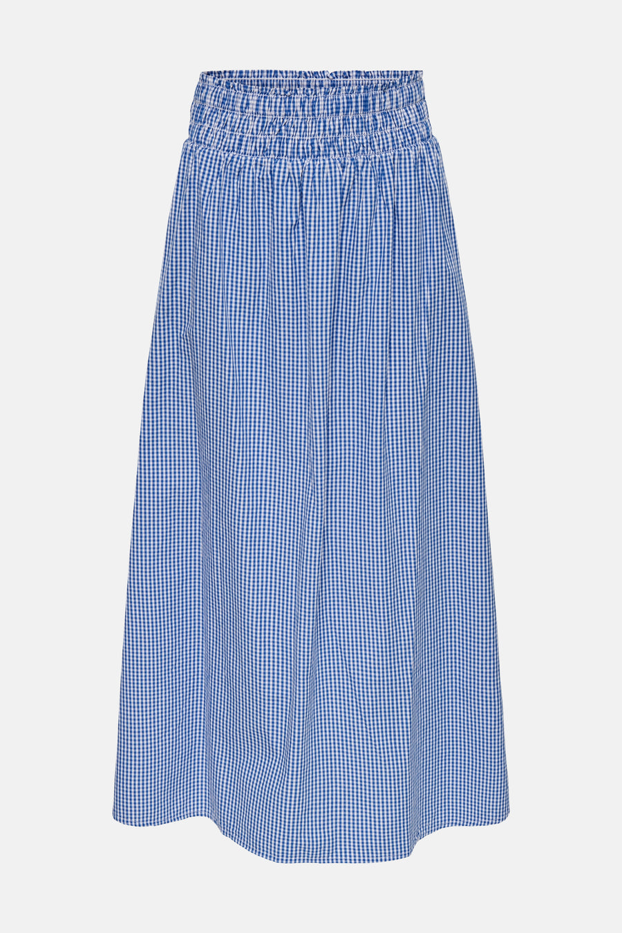 Blauwe geruite lange rok van ONLY® met een gesmokte elastische tailleband.