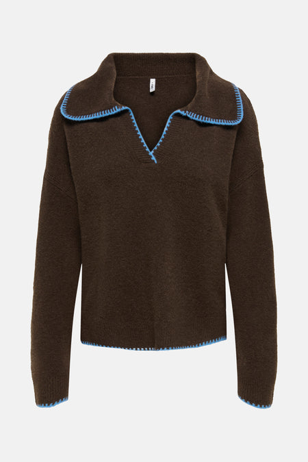 Pull met V-hals - bruin