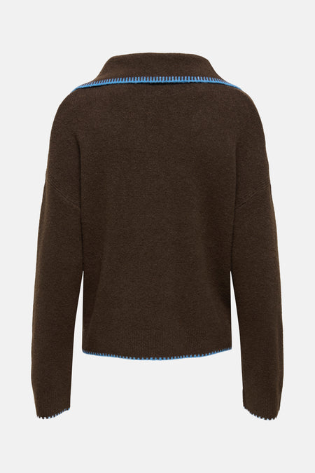 Pull met V-hals - bruin