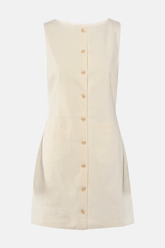 Ecru mouwloos kleedje van ONLY® met knoopsluiting en zakken, front view