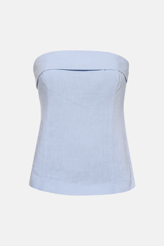Lichtblauwe mouwloze blouse van ONLY® met banddetail en gestructureerde stof, front view