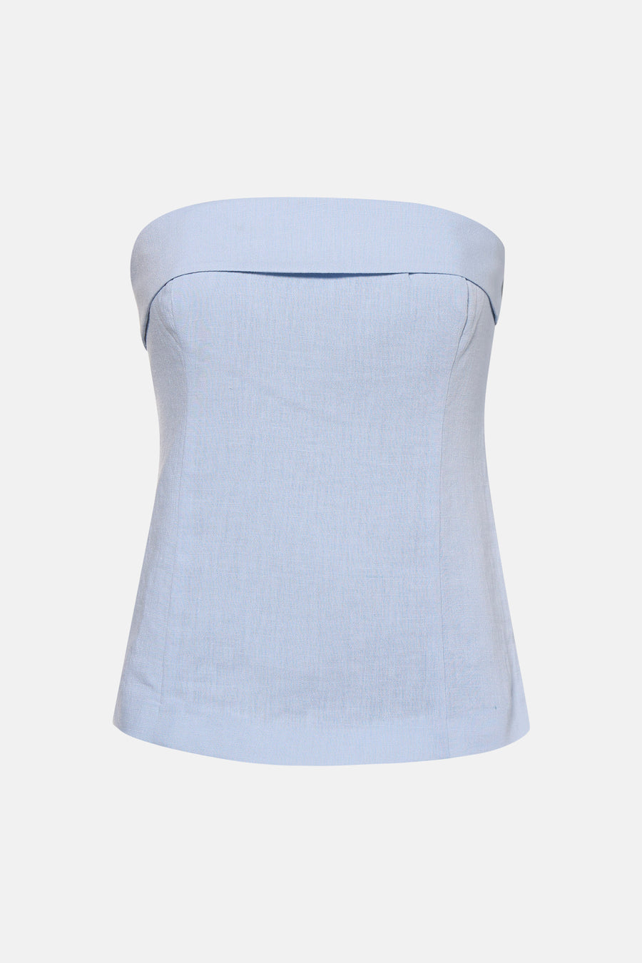 Lichtblauwe mouwloze blouse van ONLY® met banddetail en gestructureerde stof, front view