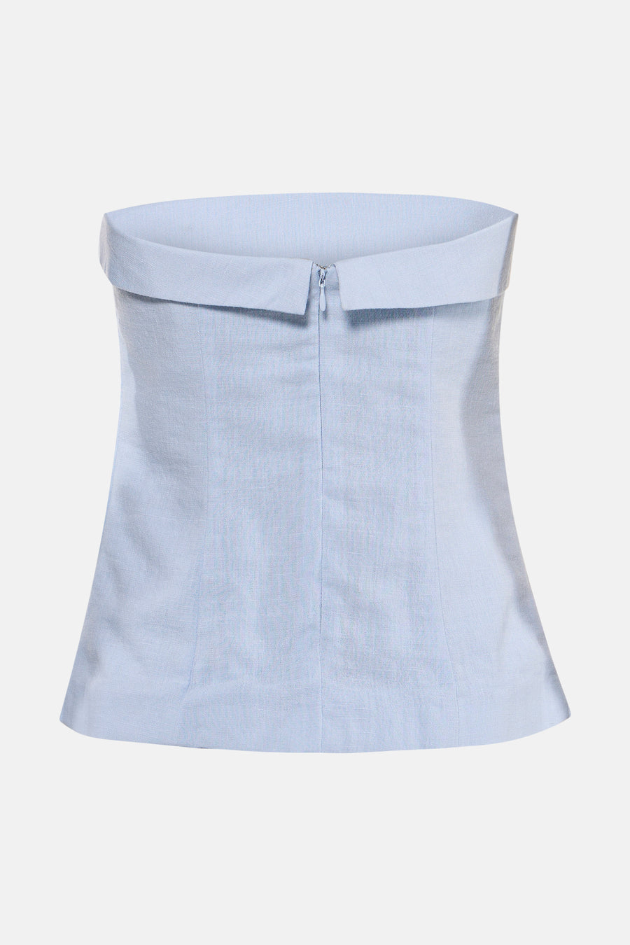 Lichtblauwe mouwloze blouse van ONLY® met ronde hals en centrale rits, gestructureerde stof, front view