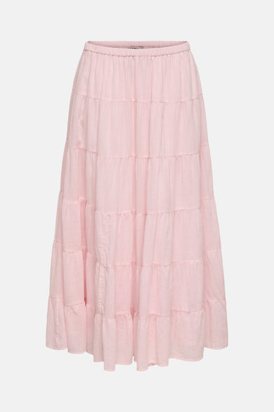 Roze, lange gelaagde rok van ONLY® met elastische tailleband en getextureerde stof.