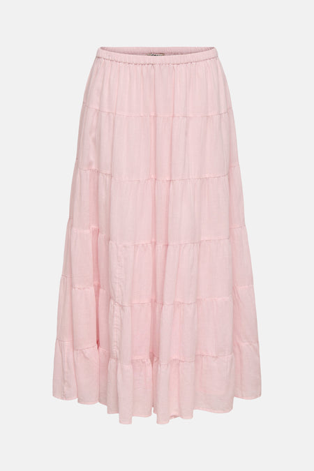 Roze, lange gelaagde rok van ONLY® met elastische tailleband en getextureerde stof.