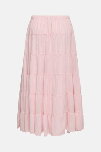Lange roze rok van ONLY® met elastische tailleband, gelaagd design en textuurstof.