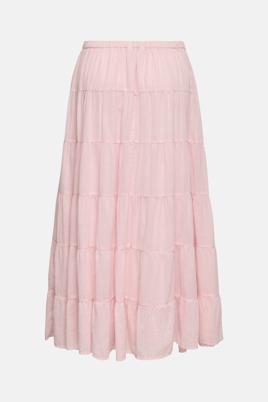 Lange roze rok van ONLY® met elastische tailleband, gelaagd design en textuurstof.