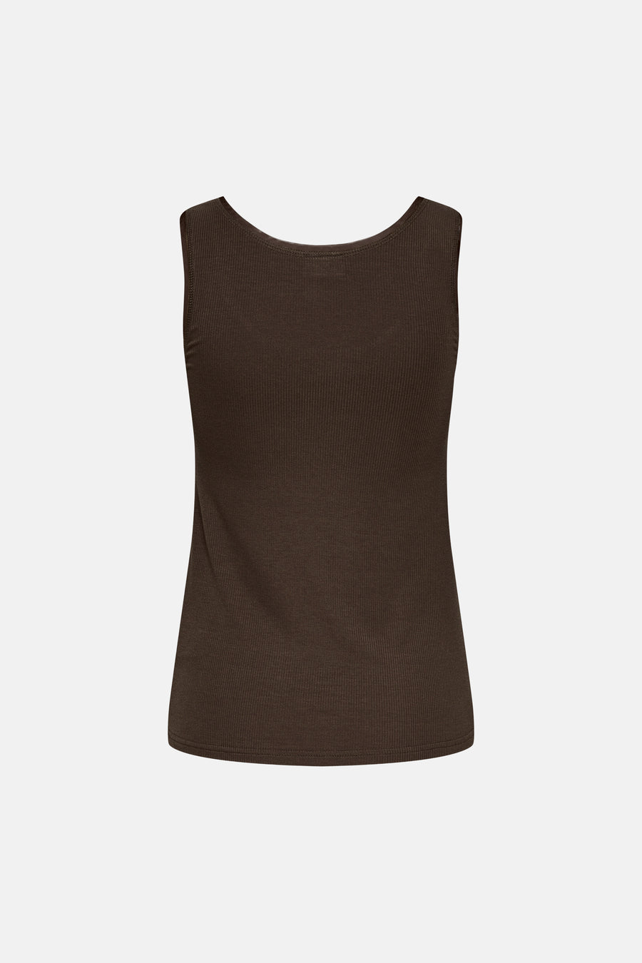 Bruine mouwloze top van ribstof van JDY, strak model met ronde hals, front view