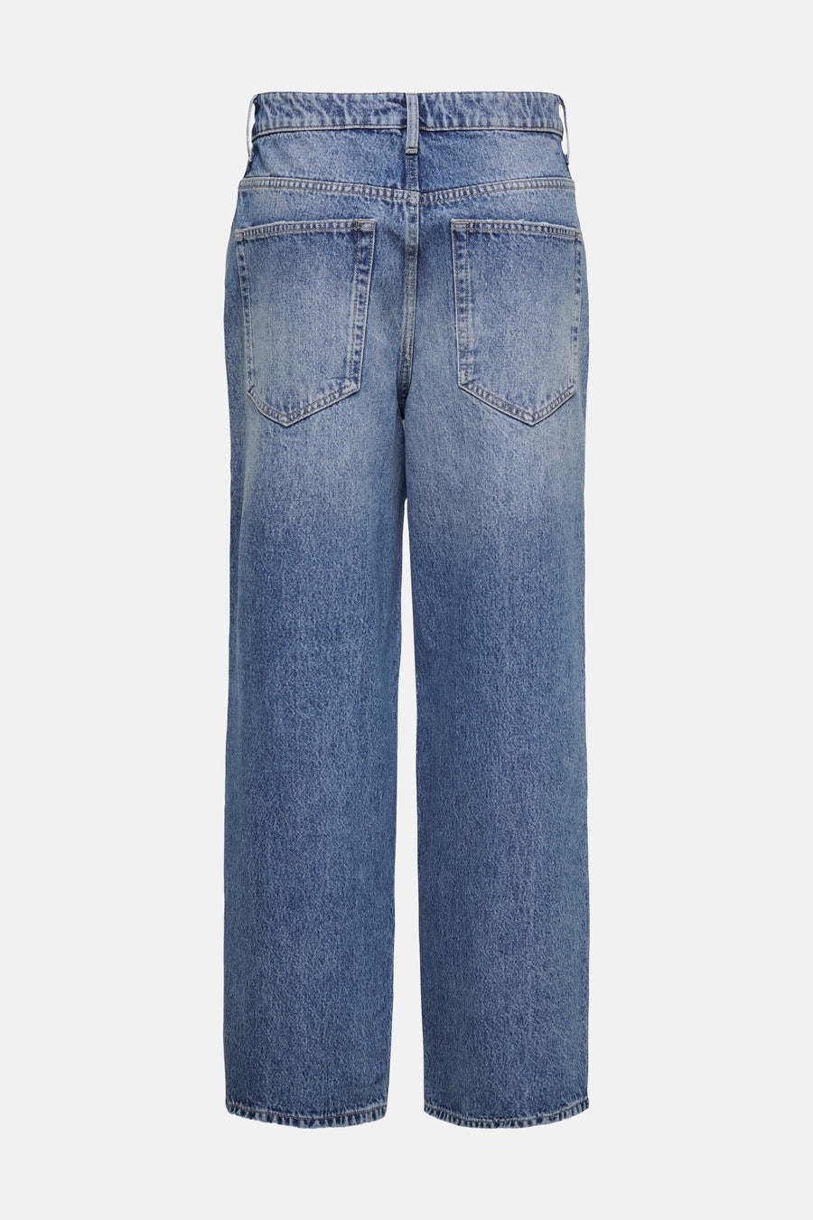 Jean droit en denim bleu moyen de ONLY, avec poches arrière et un délavage classique.