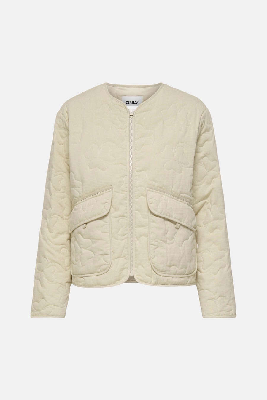 Veste courte de couleur écru d'ONLY, avec un motif de trèfle matelassé.