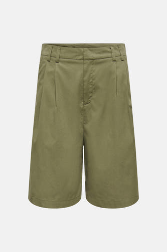 Olijfgroene korte broek van ONLY® met zakken en plooien, front view, casual stijl