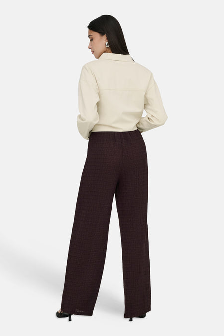 Pantalon marron ONLY, avec une taille élastique et une texture tissée
