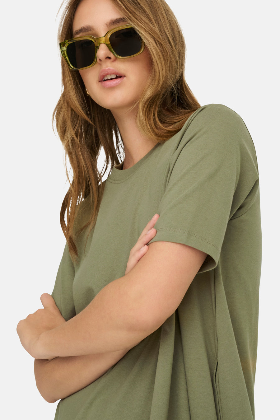 Kleedje met korte mouwen - Kaki