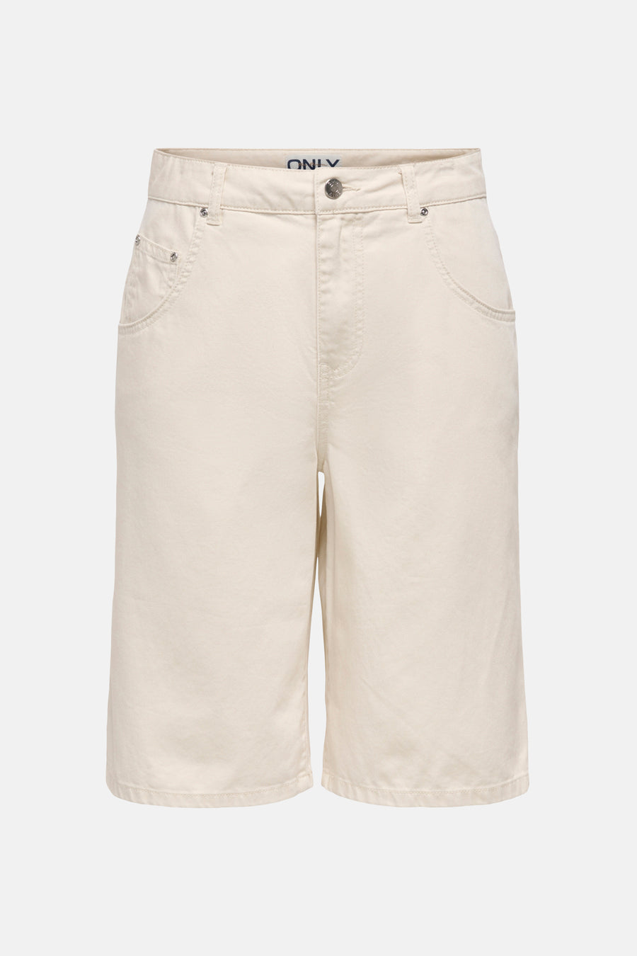 Beige Bermuda shorts van ONLY® met klassieke vorm, vijf zakken en zachte stof, front view