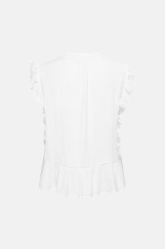 Witte mouwloze blouse van ONLY® met ruches aan de zijkanten en zoom, rugzijde weergegeven