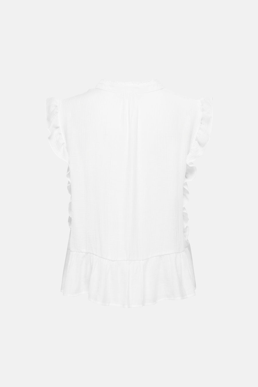 Witte mouwloze blouse van ONLY® met ruches aan de zijkanten en zoom, rugzijde weergegeven