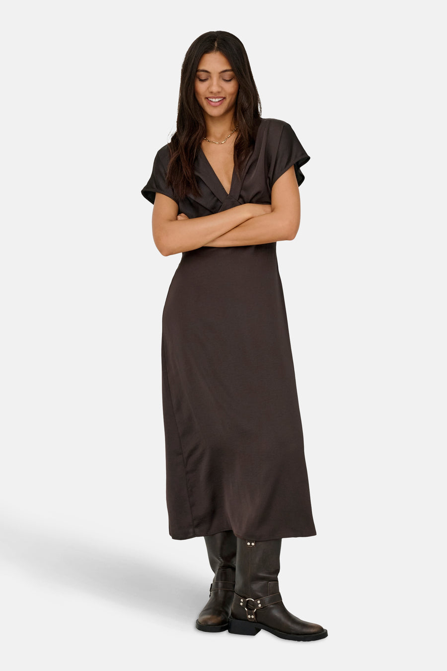 Kleedje met korte mouwen - bruin - JDY