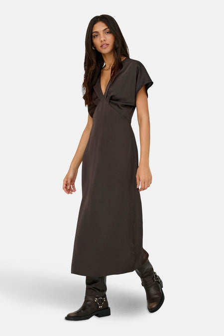 Kleedje met korte mouwen - bruin