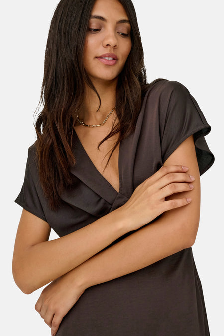 Kleedje met korte mouwen - bruin