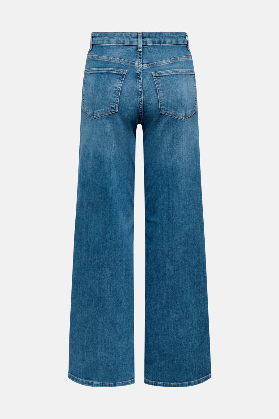 Middenblauwe denim jeans wide van ONLY, achterkant met zakken.