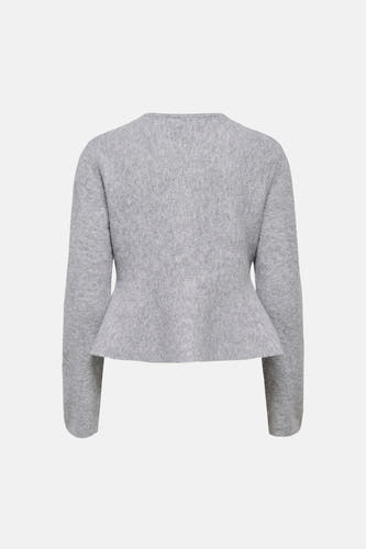 Gilet gris de JDY à manches longues et silhouette péplum, vu de dos.