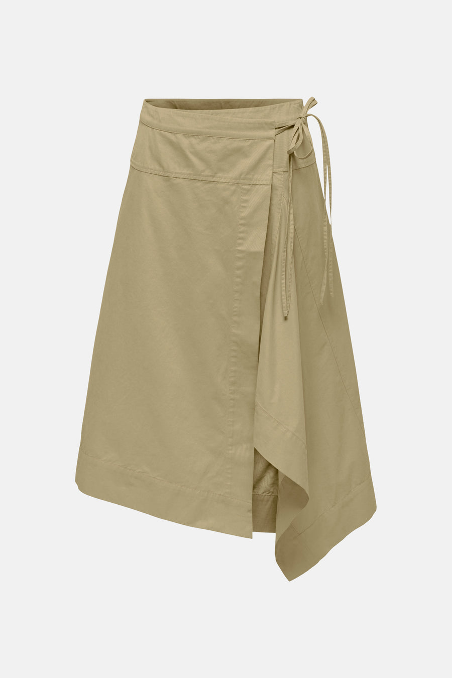 Groene 3/4 rok van JDY met wrapdetail en zijdelingse strik, lichte stof, front view