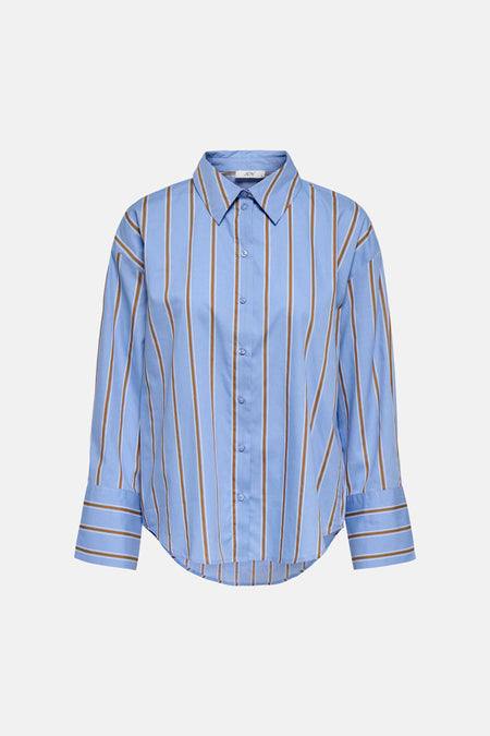 Chemise bleue rayée à manches longues et boutonnée de JDY.