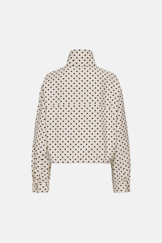 Veste courte blanche à pois noirs ONLY®, dos.