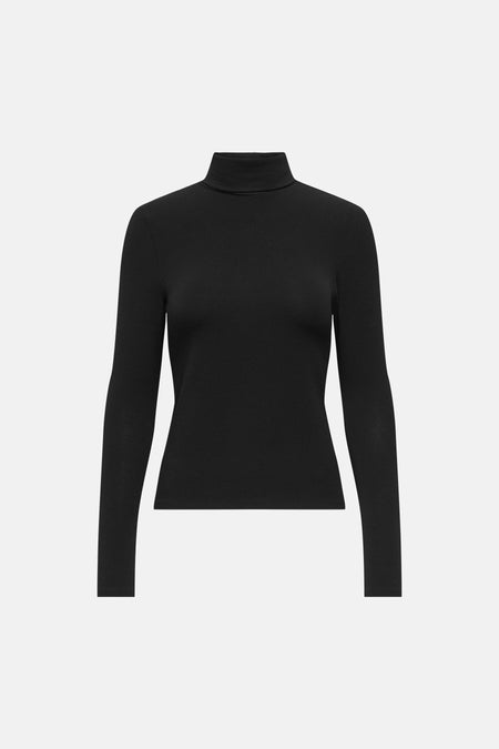 T-shirt met rolkraag - Black