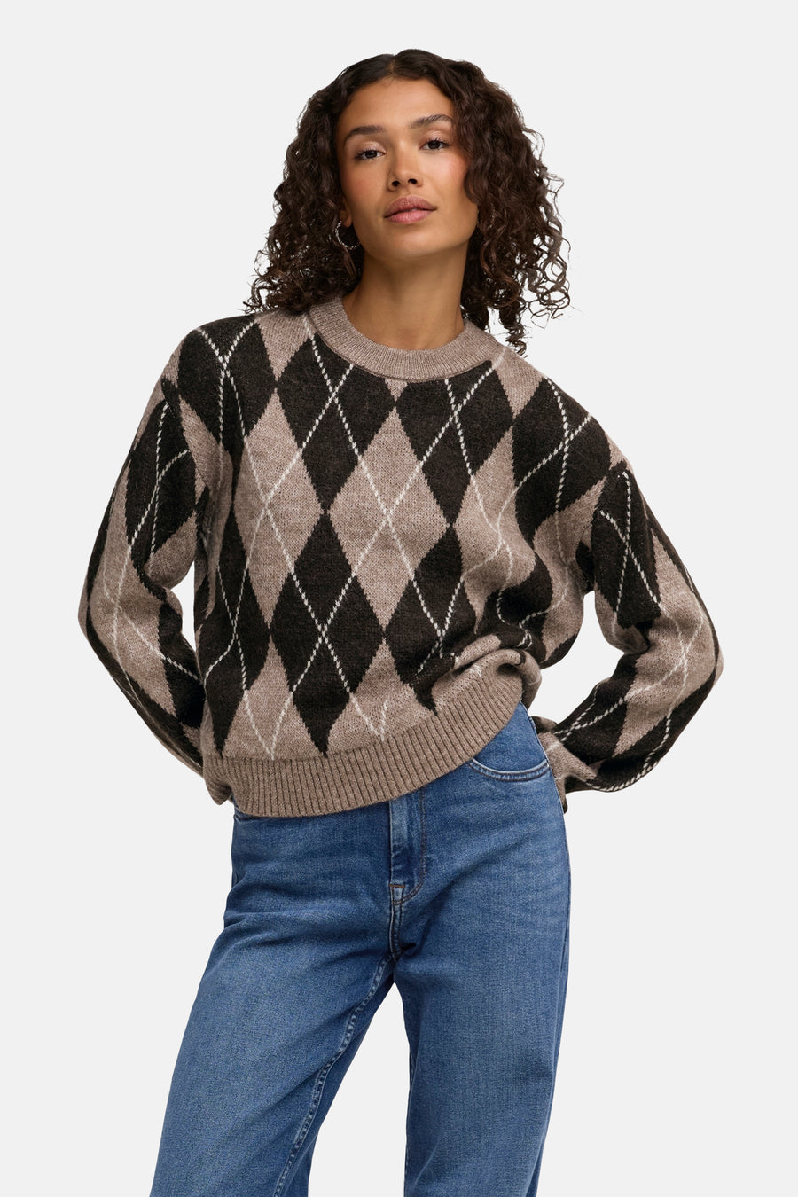 Trui met ronde hals beige - JDY