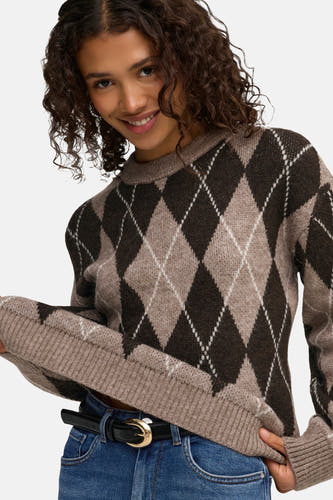 Trui met ronde hals beige - JDY
