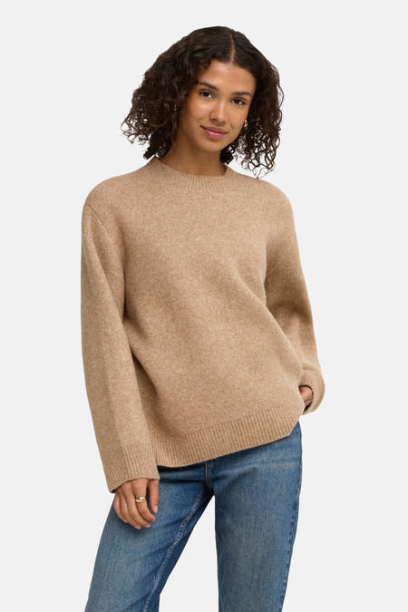 Trui met ronde hals beige - JDY