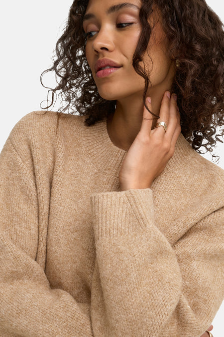 Trui met ronde hals beige - JDY
