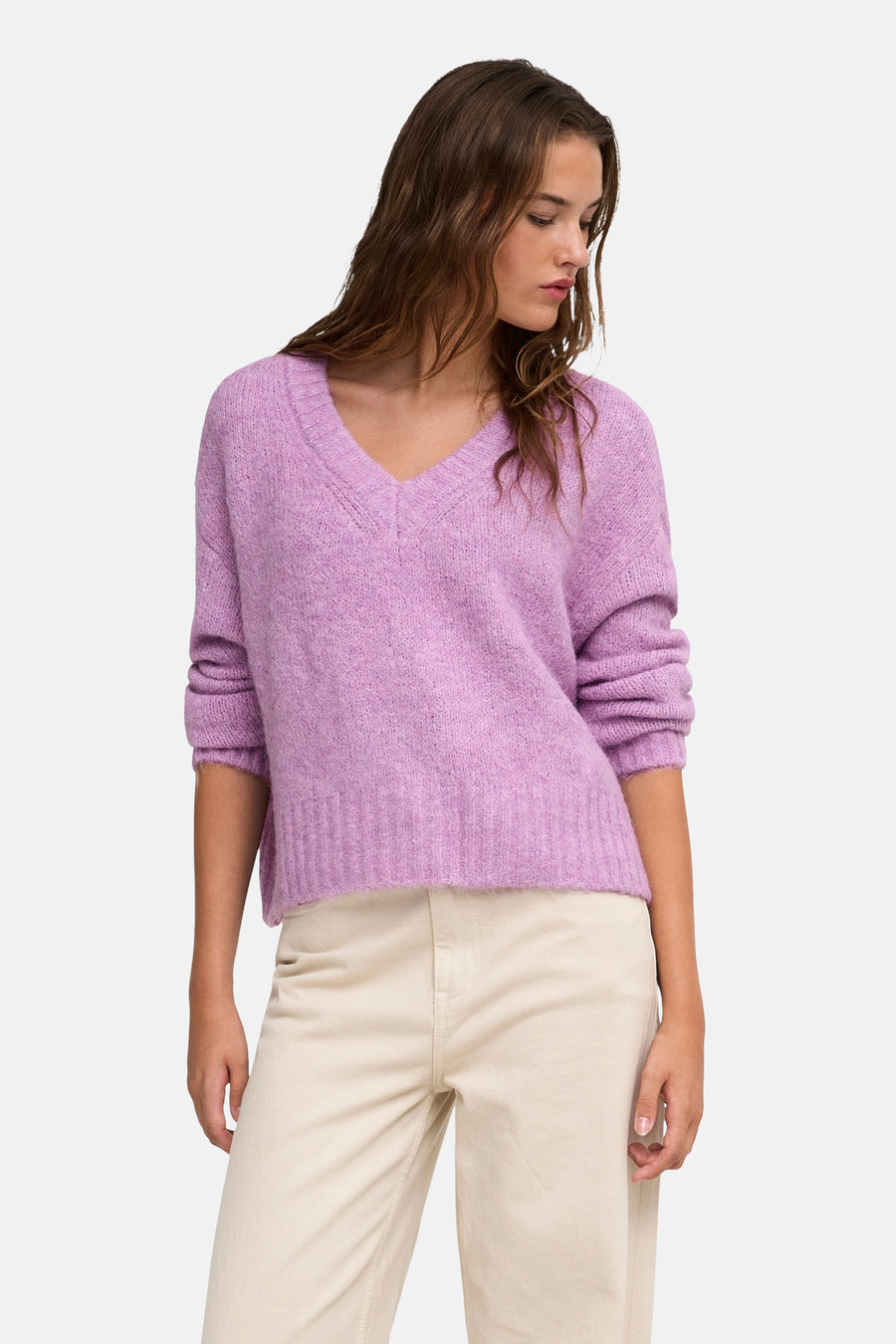 Trui met V-hals roze - ONLY®