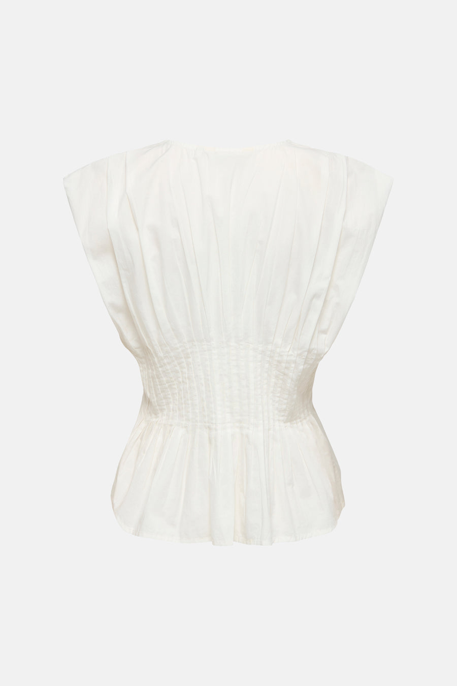 Witte mouwloze blouse van ONLY® met verticale plooien en gesmokte taille aan de achterkant.