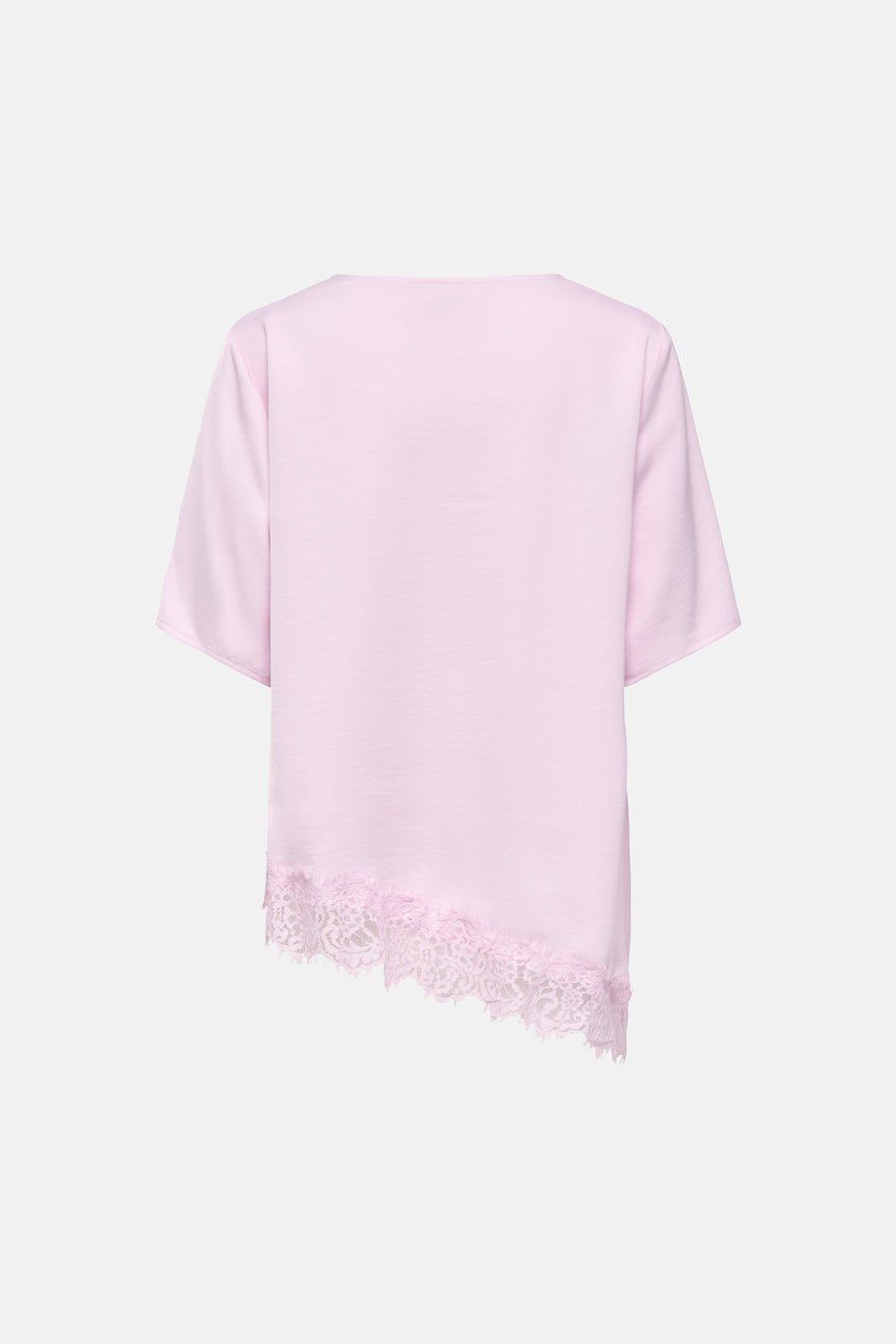 T-shirt rose à manches courtes de JDY avec ourlet asymétrique et tissu lisse, dos.