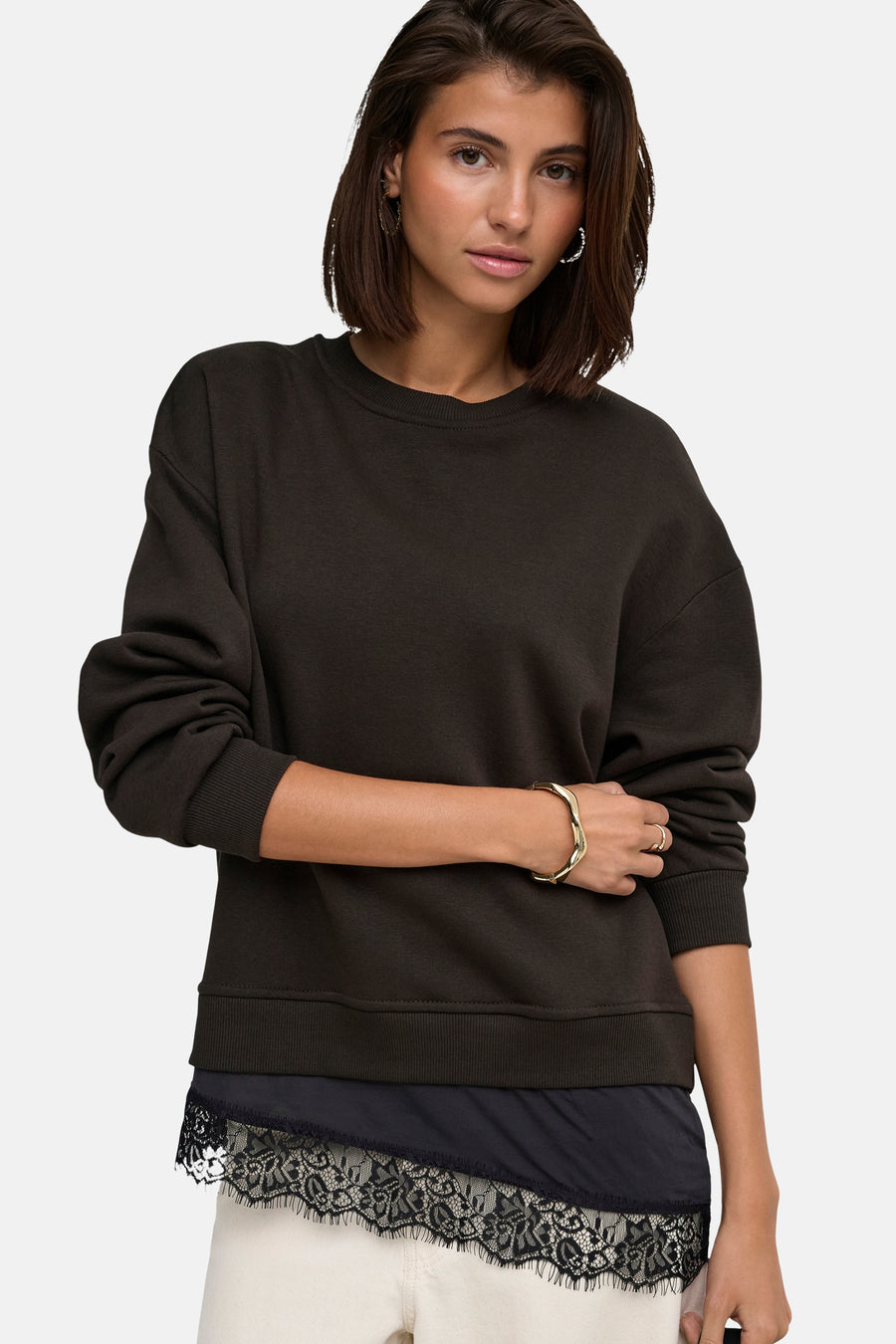Sweater met ronde hals bruin - JDY