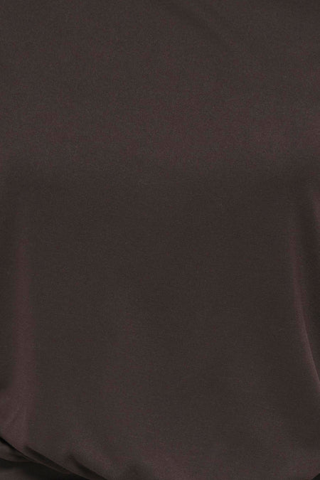 Bruine mouwloze top van JDY, fijne katoenmix met subtiel marmerpatroon, close-up detail