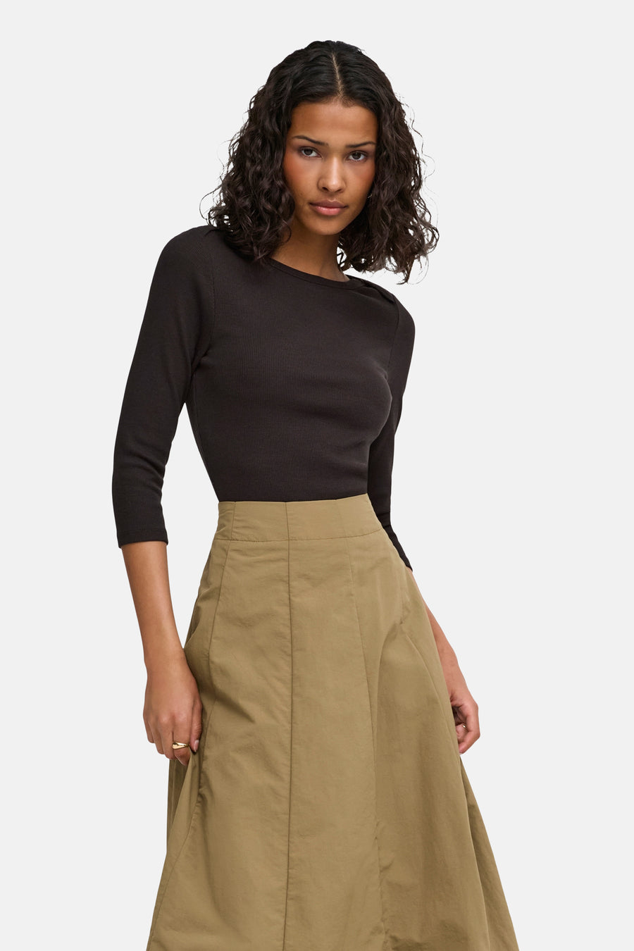 Top uni manche longue brun - JDY