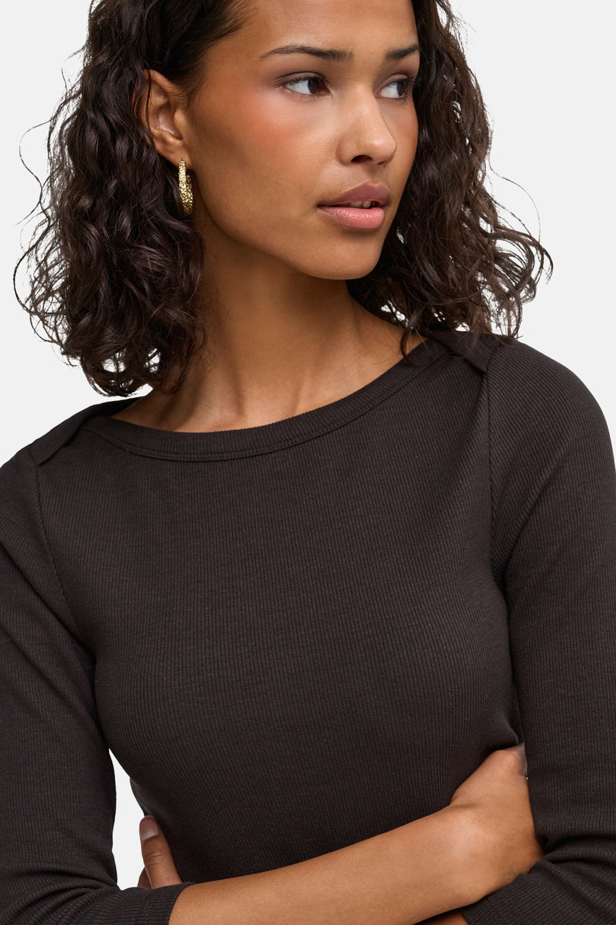 Top uni manche longue brun - JDY