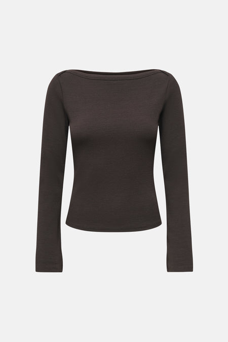 Top uni manche longue brun - JDY