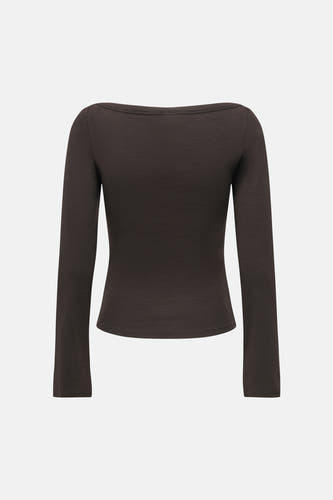 Top uni manche longue brun - JDY