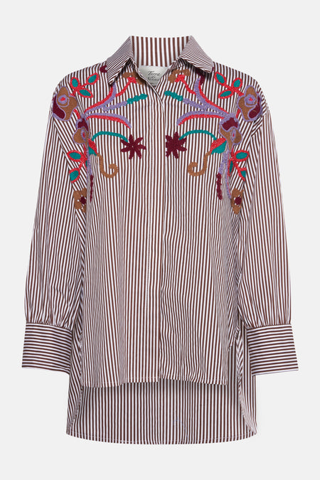 Blouse met lange mouwen - bruin