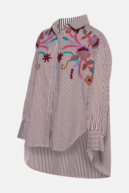 Blouse met lange mouwen - bruin