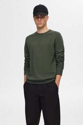 Pull met ronde hals - groen - SELECTED