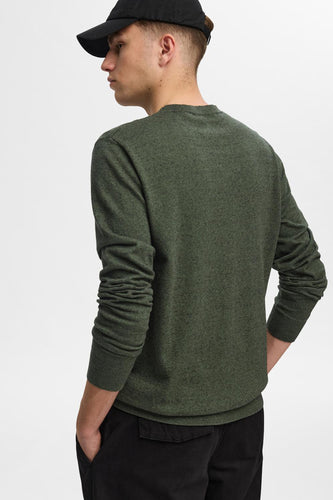 Pull met ronde hals - groen - SELECTED