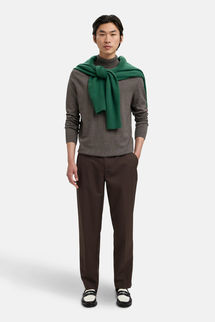 Pull met rolkraag - bruin - SELECTED