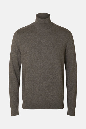 Pull met rolkraag - bruin - SELECTED