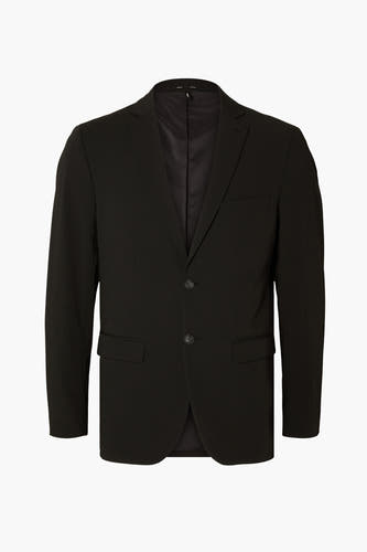 Zwarte blazer van SELECTED, met revers, twee knopen en zakken.
