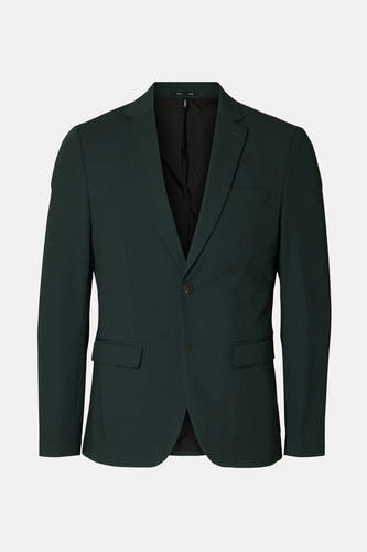 Groene blazer van SELECTED, met een knoopsluiting en zakken.